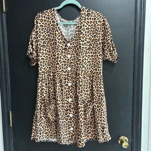 Leopard print dress summer women’s size Small